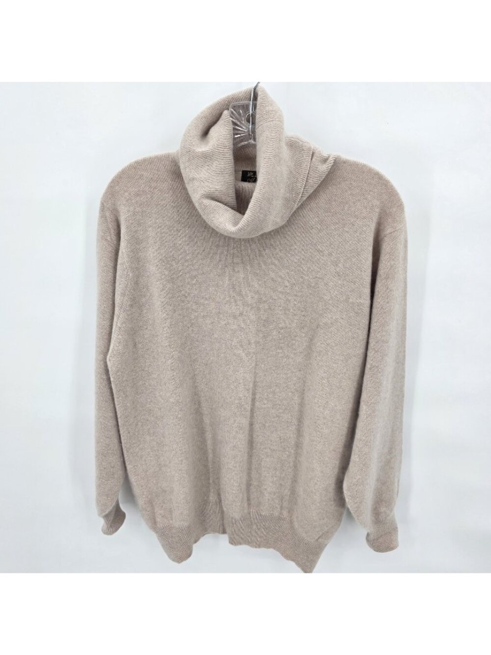 King Deer Cashmere Sweater Womens M Beige Turtleneck Pullover Soft Knit Luxury